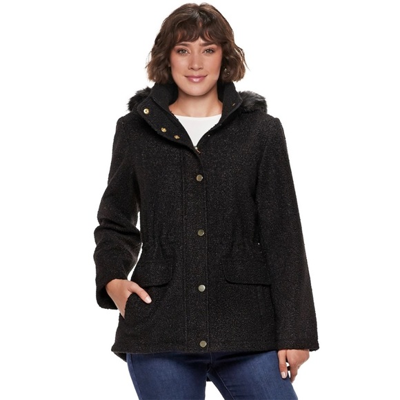 Details Jackets & Blazers - D.E.T.A.I.L.S Black Faux Fur Anorak Hooded Jacket